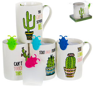 Кружка заварочная 310мл BALSFORD Кактус силиконовое сито подарочная упаковка фарфор 000000000001197858