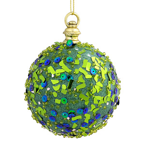 Декоративное украшение 8х8х8см Шар пайетки зеленый пенопласт 000000000001179655