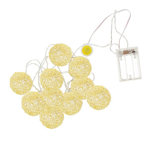 Гирлянда светодиодная с декоративными шариками Восторг света Glos, 10 шт. 000000000001135828