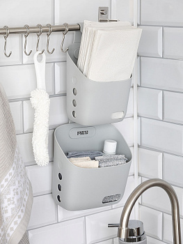 Контейнер для хранения подвесной размер-S 18,5х15,5х11,5см DE'NASTIA серый полипропилен 000000000001211574