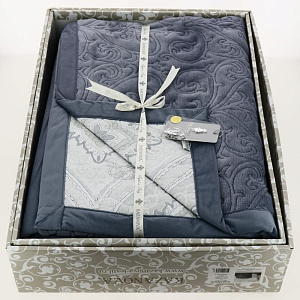 Плед 220*240 Альбина(Цвет-Индиго лайт)верх:100%Велсофт,низ:70%Хлопок/30%Вискоза.Наполнитель:100%экофайбер.SR56-202-2.2 000000000001200032