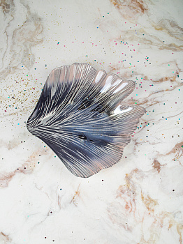 Блюдо сервировочное 23,5см EFE GLASS Ракушка серебро стекло 000000000001213512