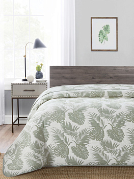 Покрывало DE'NASTIA 200х240см 3 слоя жаккард тропики зеленый U000110 000000000001195453