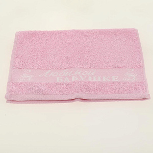 Полотенце махр. 33х50 Бабушке Св-розовый 100%хл,пл380г 000000000001183610