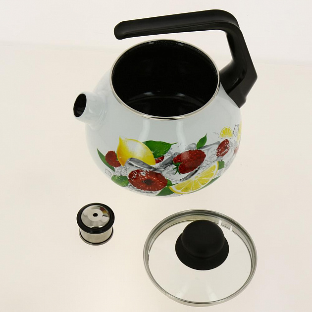 Чайник со свистком 2л СТАЛЬЭМАЛЬ Лимон сферическая форма эмалированная сталь 000000000001136695