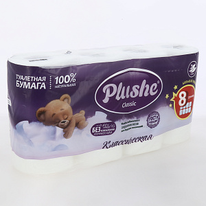 Бумага туалетеная 8шт 18м PLUSHE Classic 2х слойная белый 000000000001215214
