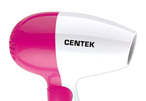 Фен Centek CT-2229. Мощность 1200Вт. 2скорости и температуры нагрева. Складная ручка. Белый/розовый. Пластик 000000000001213444