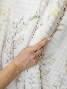 Плед 200x220см DE'NASTIA Цветы белый полиэстер 000000000001229898