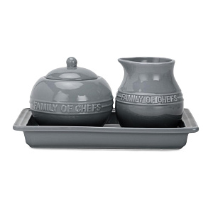 Набор сахарница 280мл/молочник 250мл MATISSA с подставкой серый керамика 000000000001224553