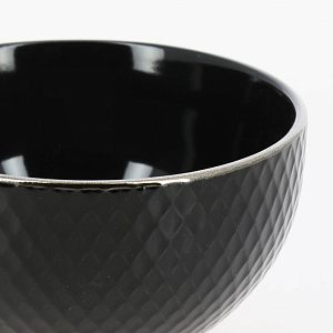 Салатник 13,6см/600мл LUCKY Точки металлическая кайма черный керамика 000000000001211250