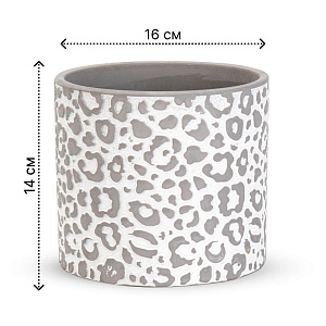 Кашпо 16х14см 1,95л Леопард серый керамика 000000000001225887