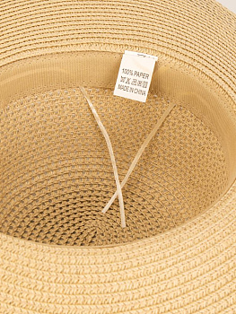 Шляпа 56-58см пляжная с широкими полями молочный полиэстер 000000000001227479