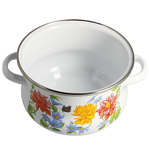 Кастрюля 2л СТАЛЬЭМАЛЬ Цветочная эмалированная сталь 000000000001101617