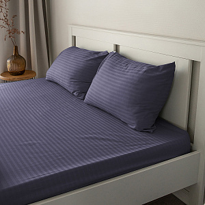 Наволочки 50x70см 2шт DE'NASTIA сиреневый страйп-сатин 1см хлопок 100% 000000000001226092