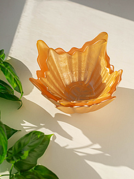 Ваза-конфетница 14см EFE GLASS Цветок металлик золото стекло 000000000001213534