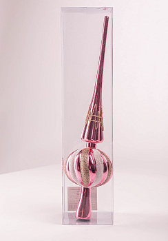 Новогоднее украшение 1шт 33см Верхушка розовый пластик 000000000001209027