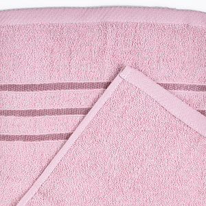Полотенце махровое 30х60см СОФТИ бордюр с 3 полосками розовое плотность 380гр/м 100% хлопок 000000000001212194