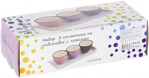 Набор салатников 3шт керамеской на подставке 7х5.3см подарочная упаковка Цикламен Elrington HJC-1204-BС 000000000001197944