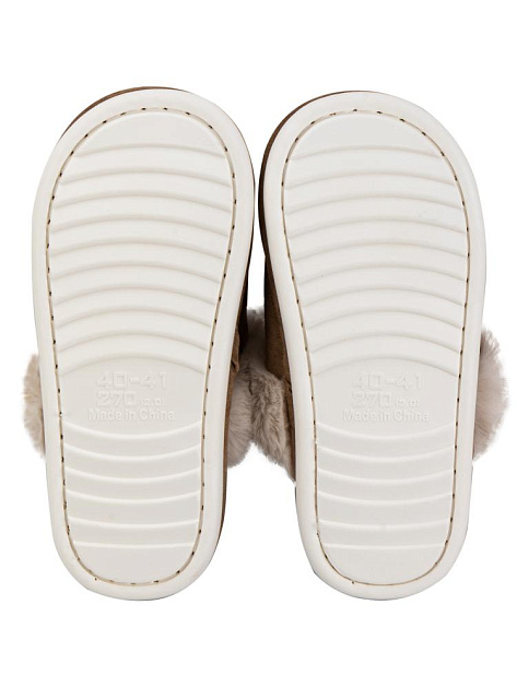 Тапочки домашние 40-41 женские угги светло-коричневый полиэстер/ПВХ 000000000001228913