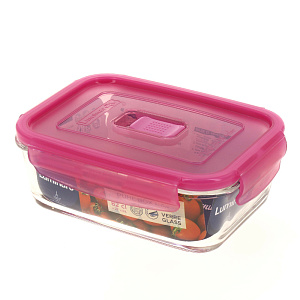 PURE BOX ACTIVE Контейнер стекл. прямоуг. 380мл с розовой крышкой N0845 000000000001182543