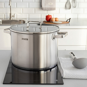 Кастрюля 11,5л DE'NASTIA с крышкой стальная фурнитура серый нержавеющая сталь 000000000001221911