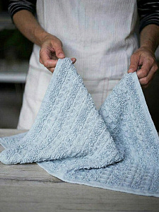 Полотенце кухонное 34x70см DE'NASTIA полоска 350гр серый вафля/махра хлопок 000000000001230506