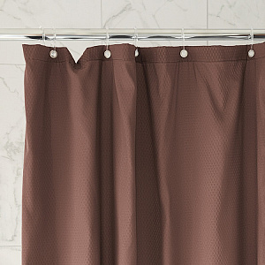 Шторка для ванной 200x200см DE'NASTIA Эмбосс коричневый микрофибра полиэстер 000000000001219123