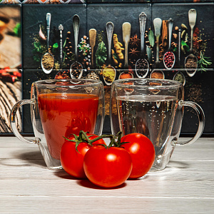 Набор кружек 2шт 300мл OLAFF двойные стенки стекло 000000000001205796