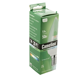 Лампа LED5.5-C35-CL-845-E14 Camelion 000000000001125857