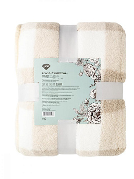 Плед 150x200см DE'NASTIA Уютный клетка бежевый полиэстер 000000000001216567