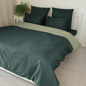 Пододеяльник 145x210см DE'NASTIA NEW сатин 2х-сторонний светло-зеленый/зеленый хлопок 000000000001215770