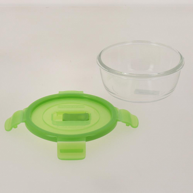 Контейнер стеклянный круглый с зеленой крышкой 420мл PURE BOX ACTIVE N0922/P4575 000000000001182545