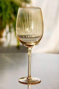 Бокал для вина 450мл LUCKY янтарь с золотой каймой медовый стекло 000000000001216186