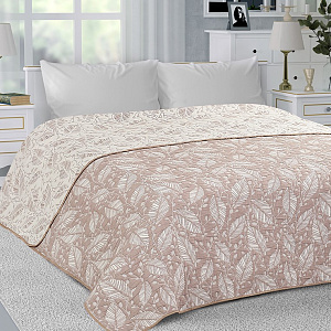 Покрывало 260x240см DE'NASTIA Тропики2 3слоя бежевое жаккард 55%хлопок 45%полиэстер 000000000001212610