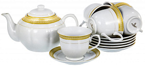 Набор чайный фарфор13шт 6 чашек220мл+6блюдец+чайник1200мл подарочная упаковка АЛЬЗИР GUTERWAHL 114-17047 000000000001193920