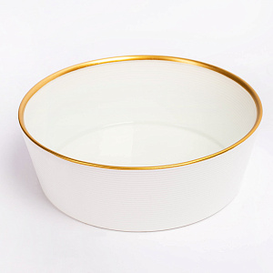 Салатник 13см GLASSCOM прямые бортики белое золото стекло 000000000001211813