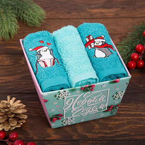 Набор полотенец "Счастья и радости" 30х30см-3шт, 100% хлопок 340гр/м2 4360824 000000000001202337