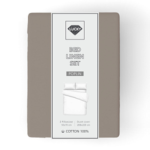 Комплект постельного белья Евро+ LUCKY (пододеяльник, наволочки 50х70см-2шт) темно-серый поплин хлопок 100% 000000000001216654
