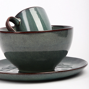 Салатник 20см глубокий темно-зеленый глазурованная керамика 000000000001213868