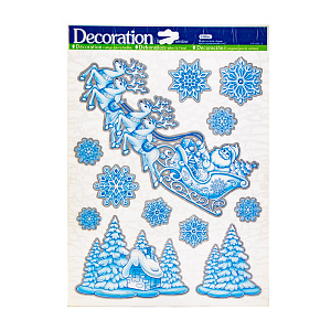 Наклейки новогодние на стекло 41х29см QLPG - 230 000000000001220326