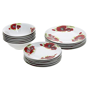 Столовый набор Красные Маки Estetica, 18  предметов 000000000001133893