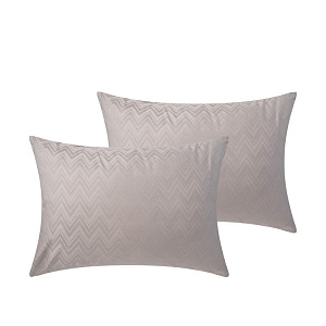 Наволочки 50х70см-2шт DE'NASTIA JQ зигзаг серый сатин хлопок-100% 000000000001215583