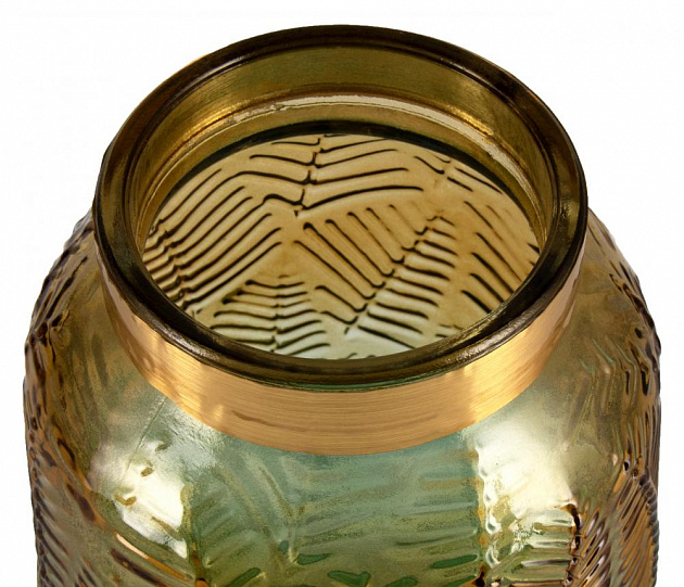 Ваза 22см Palm Leaf декоративная с золотым горлышком стекло 000000000001213634