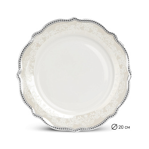 Тарелка десертная 20см Stephanie с перламутром серебро фарфор 000000000001219798