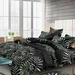 Комплект постельного белья 1,5сп СОФТИ (пододеяльник 147х215см, простыня 150х214см, наволочка 50х70см-2шт) Листья папоротника полиэстер90%/хлопок10% 000000000001219838