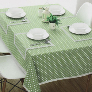 Комплект LUCKY Прованс (скатерть 150x250см + 4 салфетки 43x43см) в горох зелёный/белый 100% полиэстер E020173 000000000001202448