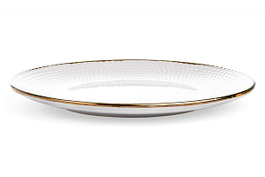 Тарелка десертная 19,7см LUCKY Точки металлическая кайма белый керамика 000000000001211231