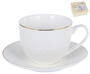 Чайная пара  (чашка 220мл) ПОСУДА белый с золотом 000000000001177977