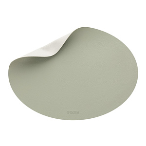 Салфетка серв DeNASTIA Двусторонняя, 45x32 овал, ПВХ, оливковый/серый E000509 000000000001214084