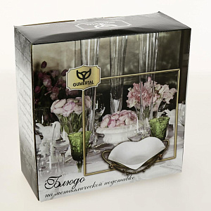 Блюдо 22х22х6,8см GUMERTAL Приор на металической подставке фарфор 000000000001204433